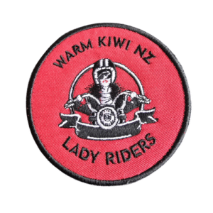 Warm Kiwi Lady Riders Red Prototype Badge